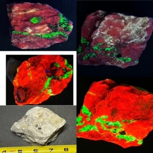 RARE STERLING HILL WHITE LONG WAVE CALCITE  W/ PHOSPHORESCENT WILLEMITE - Picture 1 of 24