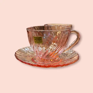 Juego de taza y platillo Pink Arcoroc Rosaline Swirl - Imagen 1 de 7