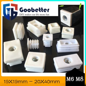M6/8 Square/Rectangle Threaded Blanking End Cap Tube Inserts Table Dust Nut Plug - Picture 1 of 10