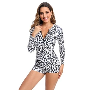 Rash Guard Women Swimsuit Long Sleeve XS Small Medium Large Size 2-12 One Piece - Picture 1 of 9