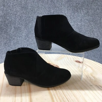 Sporto Boots Womens 7 M Fold Ankle Booties Black Faux Leather Block Heels Casual - Image 1 of 4