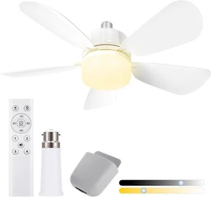 Gliztech Socket Fan Light with B22 Base Extension, LED Light Socket Fan, Ceiling - Picture 1 of 7