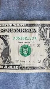 1 Dollar Bill Fancy Serial Future Birthday Note May 16th, 2153 - 2007 Series - Picture 1 of 3