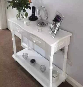 French Console Table Shabby Chic Furniture Vintage Hall Storage Drawer Sideboard - Picture 1 of 7