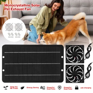 Solar Powered Fan Exhaust Vent Dual Fan Cool for Attic Roof Pet House Greenhouse - Picture 1 of 15