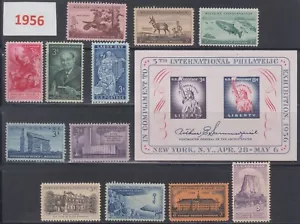 USA 1956 Full Year Commemorative MNH Stamps Set with 12 Stamps and Block - Picture 1 of 1