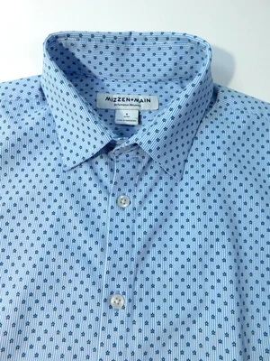Mizzen + Main Performance Men's Small Trim Blue Geometric Button Down Stretch - Image 1 of 4