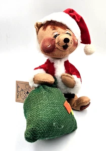 Vintage 1984 Annalee #8054 Weihnachtsbär mit Tasche bewegliche Weihnachtspuppe - Bild 1 von 8