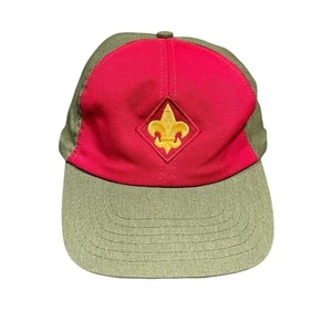Boy Scout Troop Official Uniform Snapback Hat Green Red S/M BSA Scouts USA - Picture 1 of 8