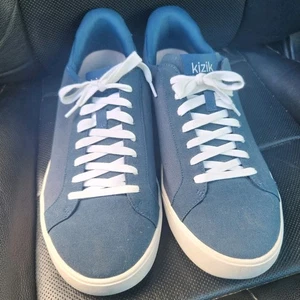 Zapatillas deportivas bajas Kizik Irvine manos libres azules de lona elástica para hombre, 12 AMPLIAS - Imagen 1 de 7