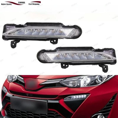 For Toyota Yaris 2017 2018 2019 Front DRL Daytime Running Light Fog Light Pair - Image 1 of 4