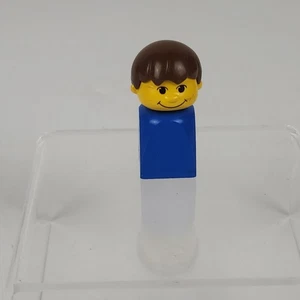 Vintage Lego BASIC FINGER PUPPET FIGURE Blue Boy With Brown Hair Minifigure Guy - Picture 1 of 4