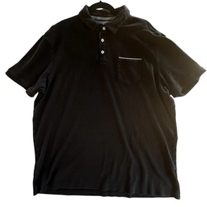 Tahari Men's XXL Polo Shirt Black Short Sleeve Fine Cotton Chest Pocket Casual - Picture 1 of 12
