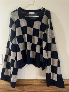 Madewell Sweater Women’s XL checkered Boho wool blend hippie balloon wide sleeve - Picture 1 of 6