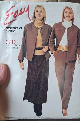 Easy Stitch 'n Save 3712 Sewing Pattern 16-22 Misses'  Jacket Etc McCalls UNCUT  - Image 1 of 2