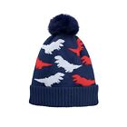 Kids Pom Beanie Dinosaur Warm Fleece Inner Thick Cable Knit Winter Flap Hat Boys