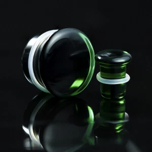 Green Single Flare Glass Plug / Gauge - Picture 1 of 3