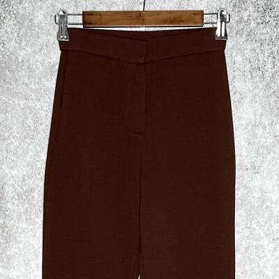 Womens casual knit bootcut pants size S stretch high rise solid brown - Image 1 of 4