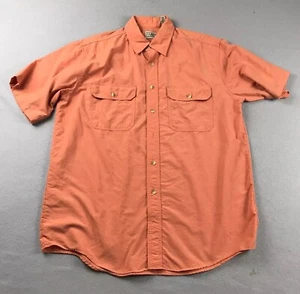 LL Bean Shirt Mens Medium Peach Nylon Blend Button Up Short Sleeves - Picture 1 of 10
