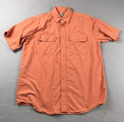LL Bean Shirt Mens Medium Peach Nylon Blend Button Up Short Sleeves - Image 1 of 4