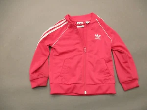 ADIDAS Size 18T Girls Pink Full Zip Pockets Elastic Cuff Athletic Jacket 350 - Picture 1 of 6