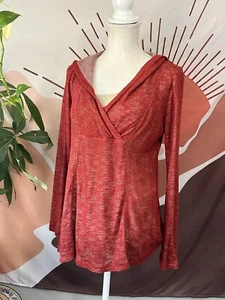MiracleBody by MiracleSuit Orange Knit Hooded Long Sleeve Top Size M - Picture 1 of 8