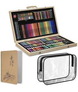 180 Piece Professional Art Set With Wooden Case And Travel Bag - Picture 1 of 7