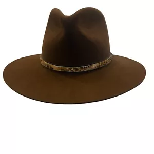 Stetson Gun Club 4X Fur Felt Hat Feather Orange Black White Band Size 6 3/4 R. - Picture 1 of 16