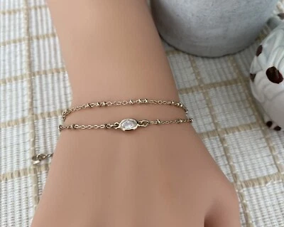 Brazalete Chloe + Isabel Cristal Gota 2 Filas Oro Amarillo Suave B348CLSG ¡NUEVO! Foto 1 de 4