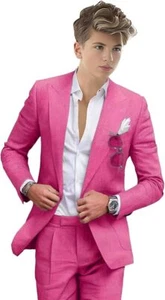 Summer linen Boys' Suits Prom Dress Suits for Teen Boys Slim Fit Blazer - Picture 1 of 32