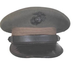 Belle casquette d'officier USMC coiffe verte T.57 WW2 100% ORIGINAL - Foto 1 di 5