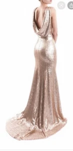 Stunning Kirsty Doyle Rose Gold Sequin Fish Tail Party, Ball Dress Size 12 - Picture 1 of 18