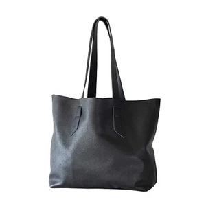Black Leather Tote Bag for Women Everyday Tote Bag Large Shopper Bag Women Tote - Picture 1 of 5
