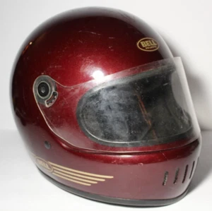 80s Vintage Bell Star Bell Full Face Motorcycle Helmet Size 7 3/8 Maroon Racing - Picture 1 of 24