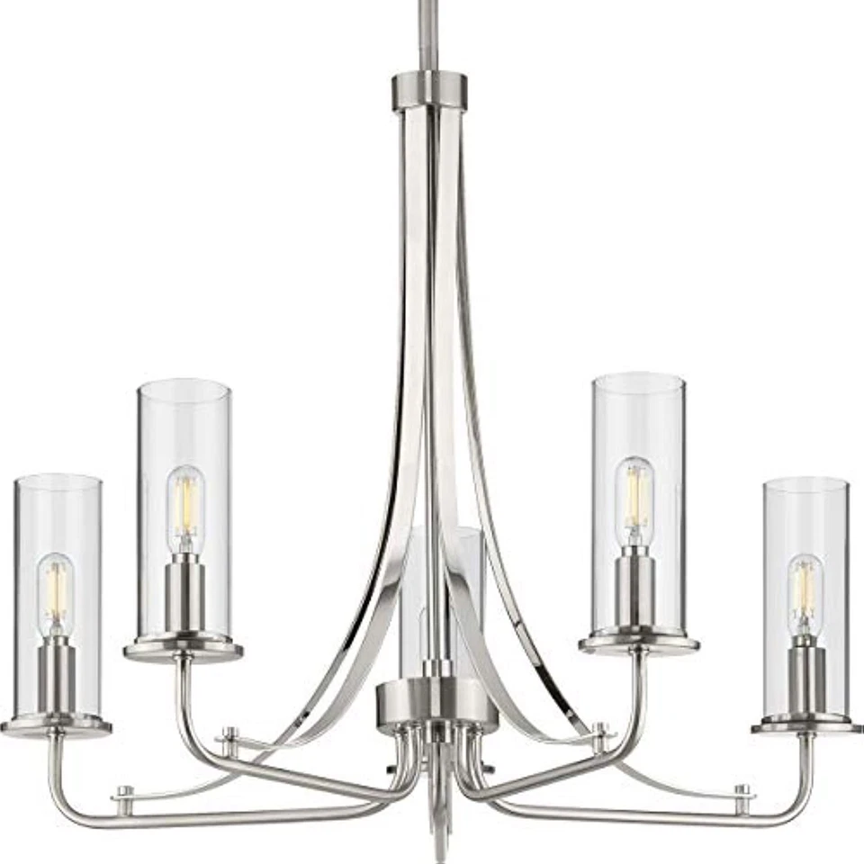 Riley Collection 5-Light Clear Glass New Traditional Chandelier Light Brushed - Image 1 of 4