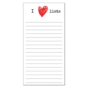 I Love Lists - DL Sized To Do / Shopping List Notepad with Red Heart - 50 Sheets - Picture 1 of 1