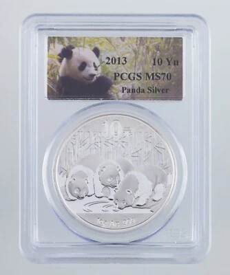 2013 China 10 Yuan Silver Panda Graded by PCGS as MS70! Gorgeous Strike - Image 1 of 4