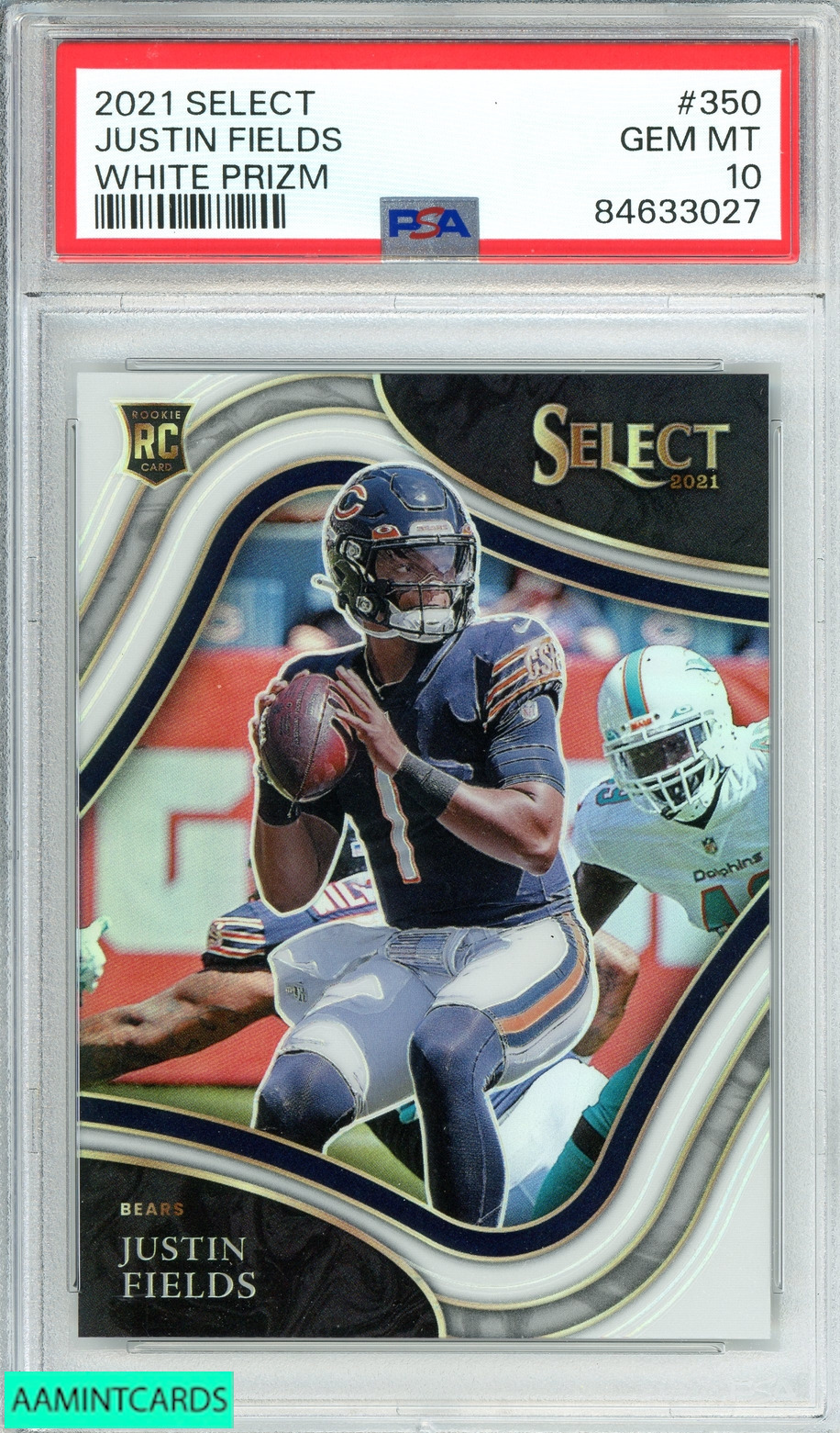 2021 PANINI SELECT JUSTIN FIELDS #350 WHITE PRIZM 3 OF 35 RC PSA 10 GEM MT