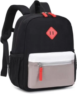 Toddler Backpack, 12'' Mini Preschool Backpack for 2-4 Small, Black and Grey - Picture 1 of 9