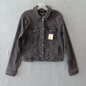 Aeropostale Denim Jacket Womens XL Black Denim Distressed Stone Washed Jacket - Picture 1 of 16