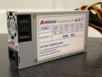 Brand New Arrow 500w-MAX FLEX ATX Power Supply with 20+4pin, SATA, PCI-E - Image 1 of 3