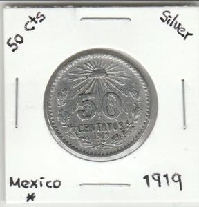 Mexico: $ 50 Cts Super Nice Silver Coin Year " 1919 " - Picture 1 of 2