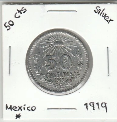 Mexico: $ 50 Cts Super Nice Silver Coin Year " 1919 " - Image 1 of 2