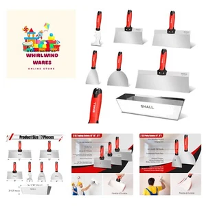 Drywall Tool Kit, 7 Pcs Stainless Steel Set Includes Putty Knife, Taping Knif... - Picture 1 of 8