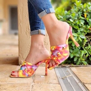 Women's Multi Color Roman Stud Quilted Slide High Heel Sandals (size 6.5) - Picture 1 of 7