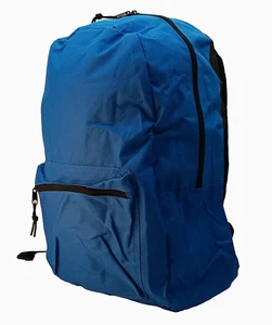 School Bag Backpack 17" Exterior Zippered Pocket - Padded Shoulder Straps - Blue - Picture 1 of 5