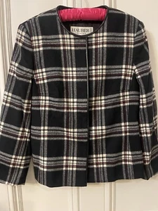 New Hauber of Germany 14 Ladies Elegant Jacket Check Lined Wool/acrylic - Picture 1 of 9