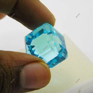 Topazio blu taglio cubo eccellente 52,50 ct creato in laboratorio pietra preziosa sfusa CERTIFICATA - Foto 1 di 12