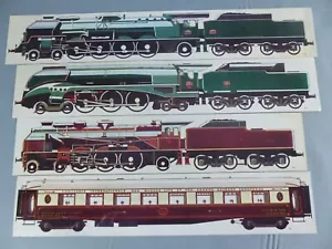 MICHEL LAMARCHE lot de 4 autocollants de 1976 loco flèche d'or vapeur PULLMAN - Imagen 1 de 4