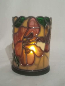 Vintage humming bird Stained Glass Votive Shade Floral 4.5" with  base . - Picture 1 of 4